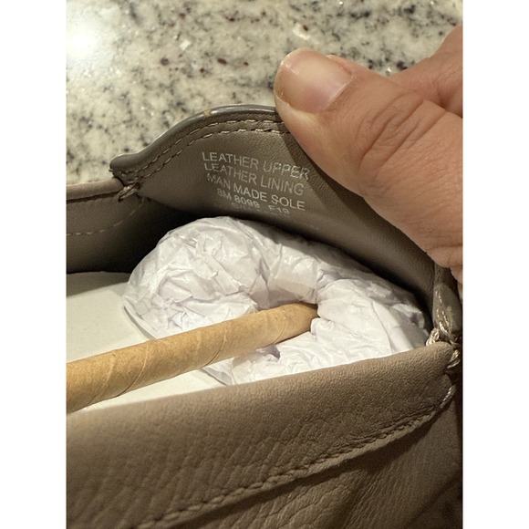 Tory Burch Lowell 2 Driver Tumbled Leather French Grey Loafers Size 8 - Picture 7 of 7